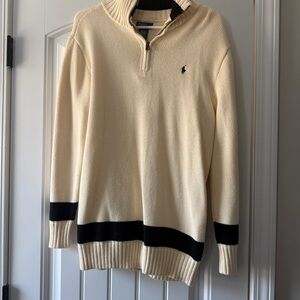 Ralph Lauren Men's Zip-Up Sweater - Ivory and Black